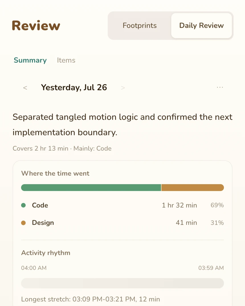 Pocket Chief daily summary