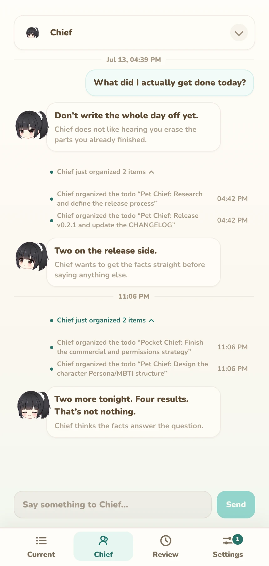 Chief organizes four pieces of work that are still in progress